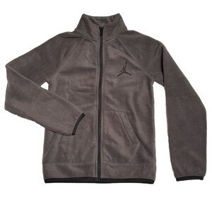 Nike Jordan Fleece Jacket Boys Youth Jumpman Gray Full Zip Rayon Blend Size M